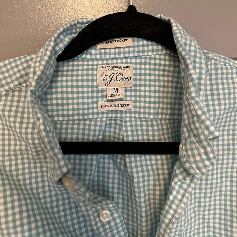 Jcrew Slim Untucked Green Checkered Men Medium Medium Condition 8.5/10 no flaws